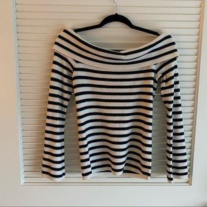 Club Monaco black & white off the shoulder sweater